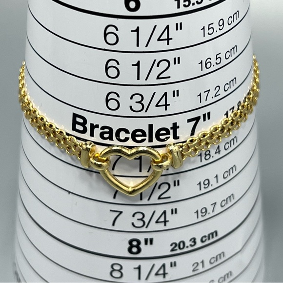 Women’s 18k Gold Over Sterling Silver Heart Bracelet - Picture 6 of 7
